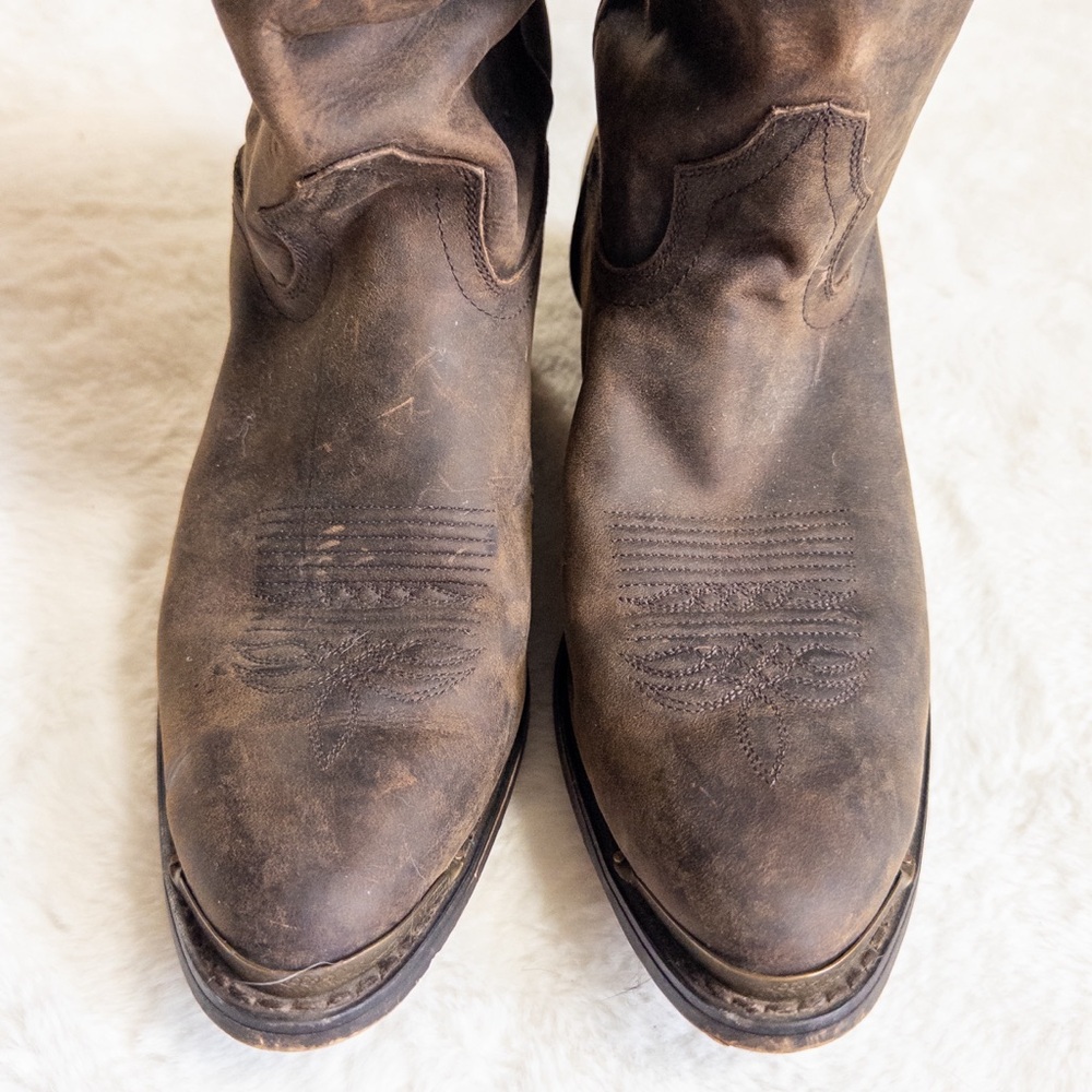 Double H Brown Leather Cowboy Boots - Picture 8 of 10